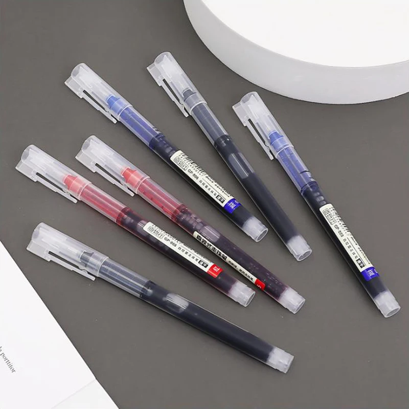 

3PCS Quick Dry Gel Pen Straight Liquid Rollerball Pen for Writting Simple Plastic Office Stationery School Supplies
