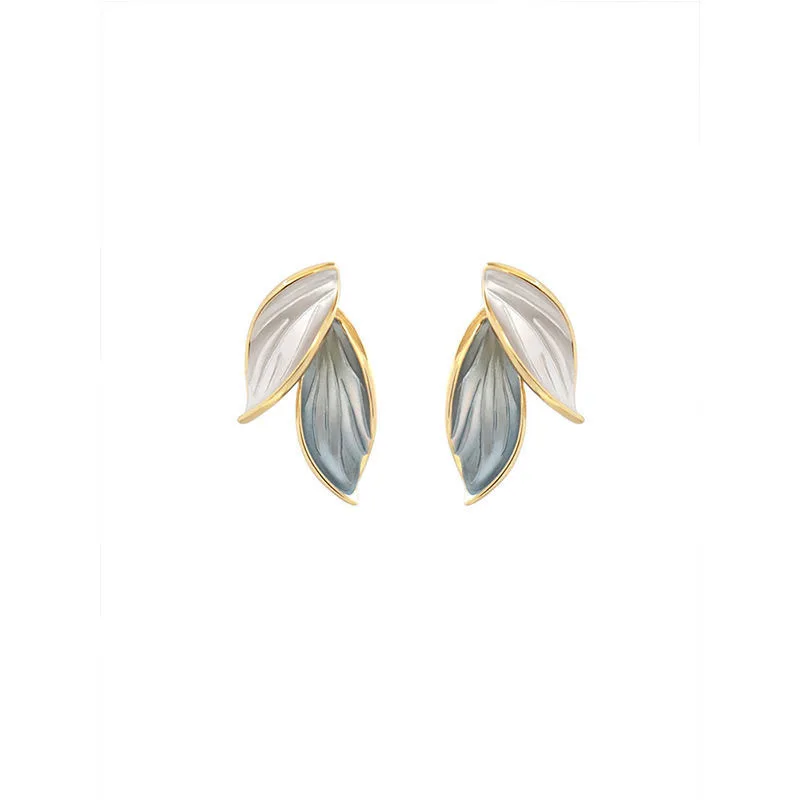 LByzHan 2021 New Arrival Metal Trendy Summer Fresh Lovely Sweet Grey Leaf Dangle Earrings For Women Fashion Metal Jewelry images - 6
