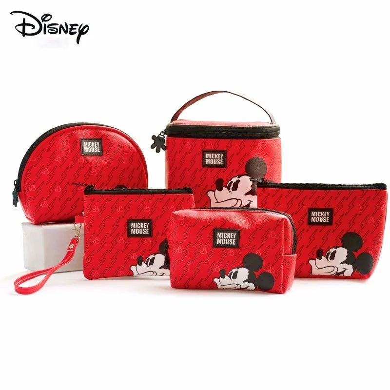 

Disney's Original Mickey Mouse Makeup Bag Cosmetic Storage Baby Care Bag Creative PVC Cosmetic Bag Set Wallet Purse Girls Gift