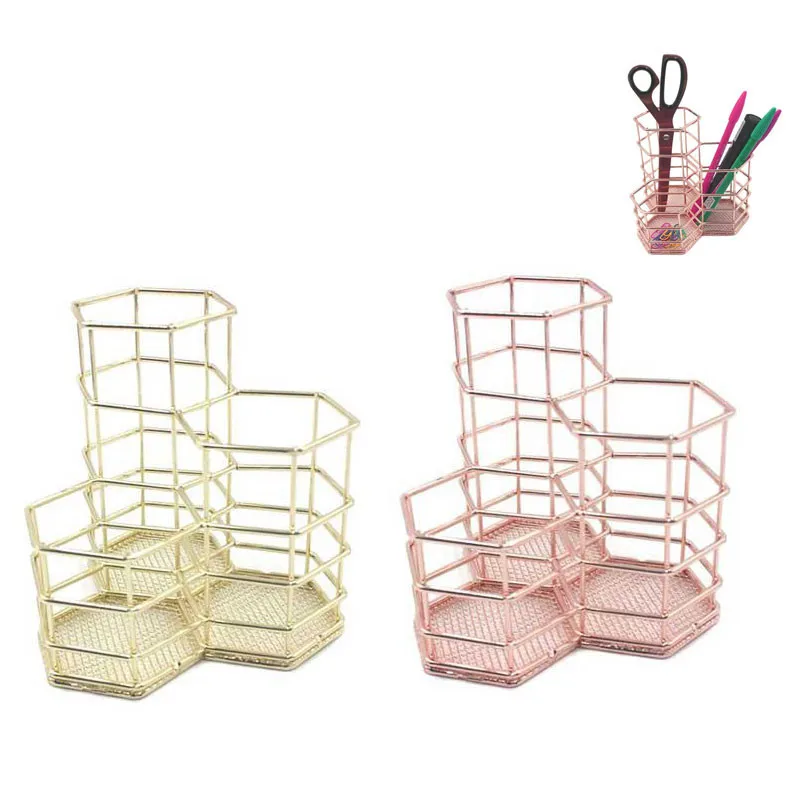 Ажурный держатель для карандашей из розового золота хранение кистей макияжа