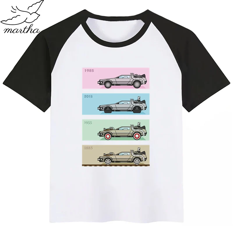 DMC Delorean/Детская футболка с принтом DMC «Назад в будущее» забавная одежда для маленьких мальчиков и девочек детская летняя футболка с короткими рукавами - Цвет: BlackE