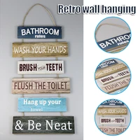 wooden hanging ornament retro wall decoration crafts home accessories letter pattern pendant for bathroom hot