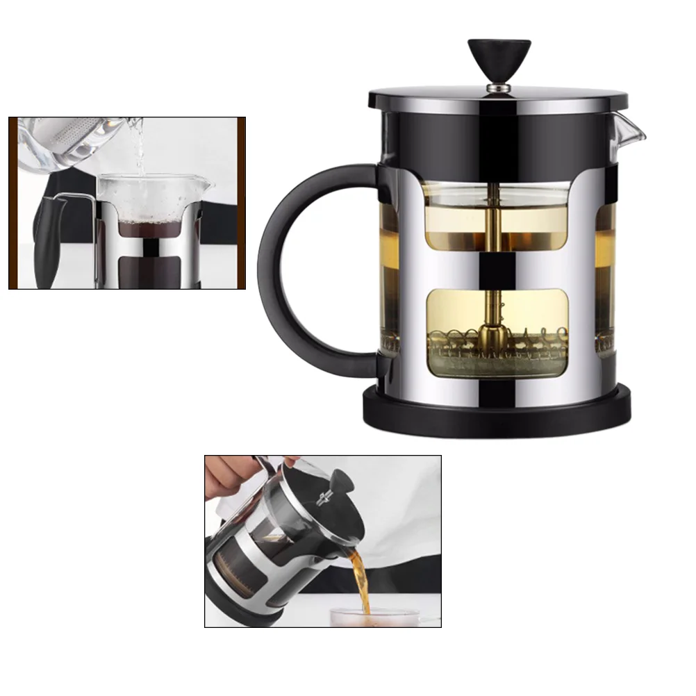 

1 шт., 600 мл, бытовой фильтр для чая, стеклянная ручка для чайника, термостойкий стеклянный чайник, кофейник, чайник (черный)