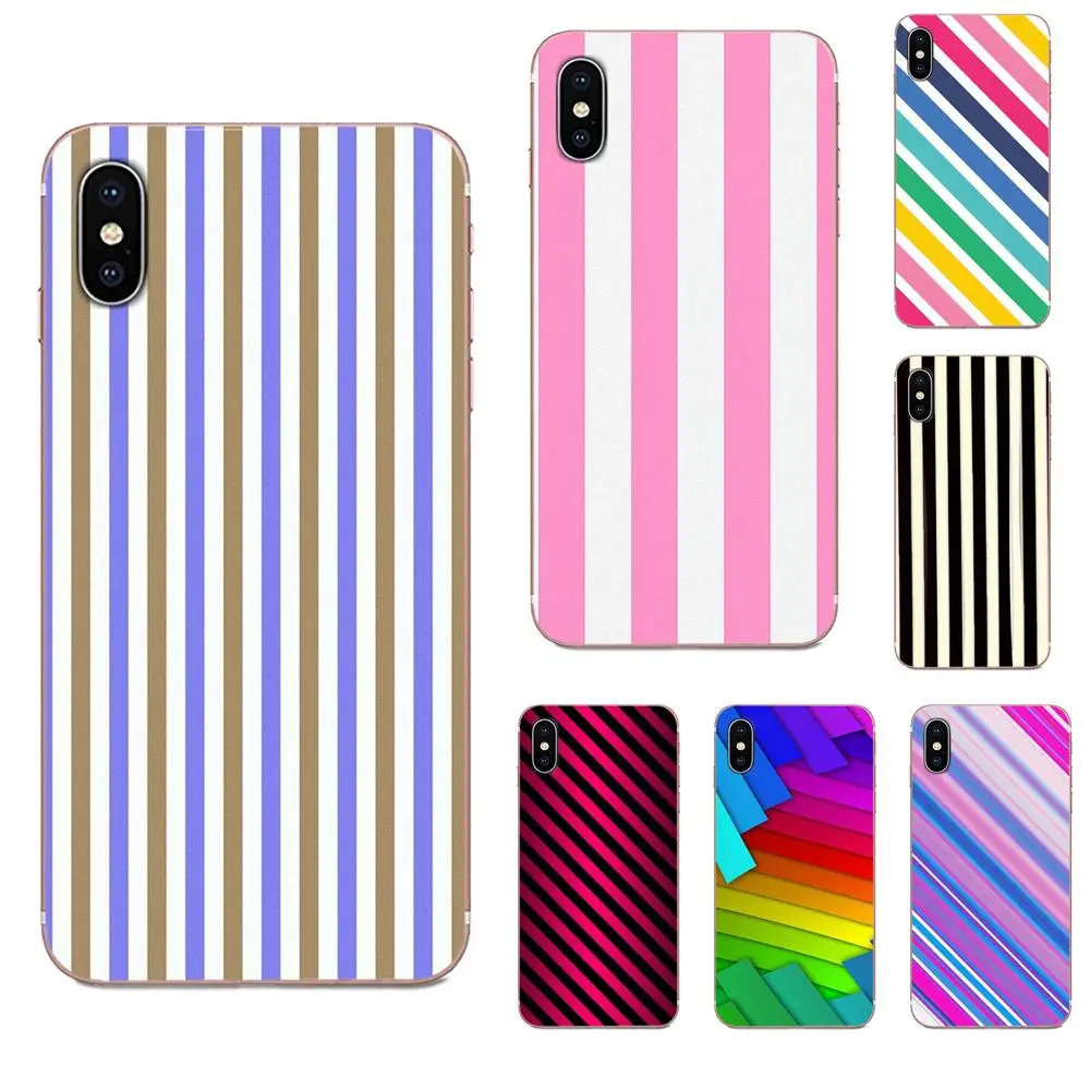 For Apple iPhone 4 4S 5 5C 5S SE SE2 6 6S 7 8 11 Plus Pro X XS Max XR Soft TPU Coque Colorful Pink And Blue Stripes