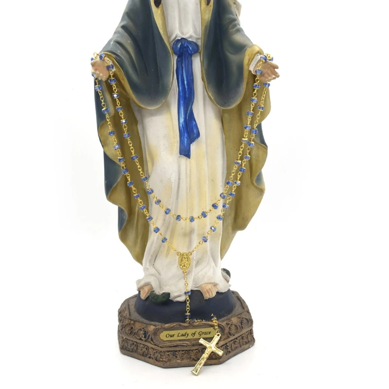 

Q9QF Handmade Crystal Beads Rosary Necklace Catholic Prayer Jesus Cross Necklace for Men Women Jewelry Charm Gifts