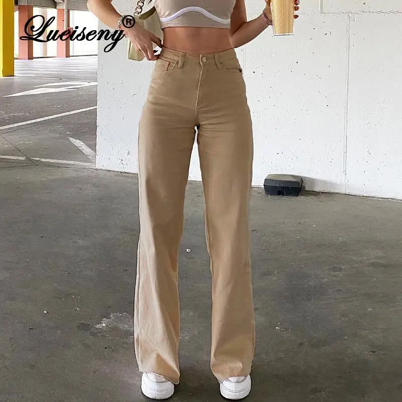 LUEISENY Loose Jeans For Women High Waist Stretch Wide Leg Femme Trousers  Casual Comfort Denim Mom Pants 2021 Washed Jean Pants
