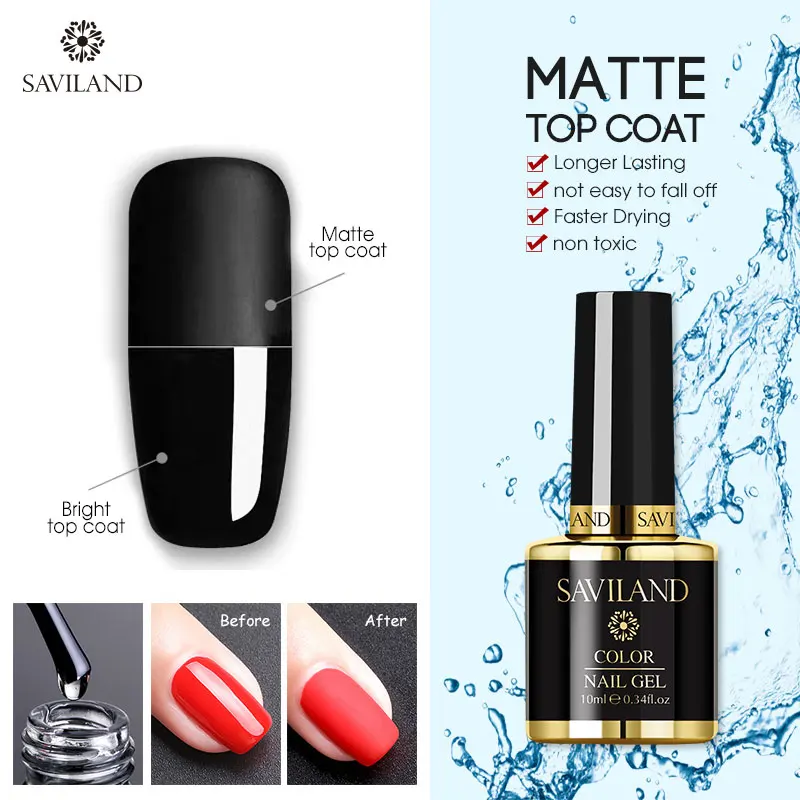 10ml Matt Top Coat Saviland 1 шт. матовое верхнее покрытие УФ-гель для дизайна ногтей лак 10 мл матовый верхнее покрытие Светодиодный УФ замачиваемый УФ-гель лак - Цвет: 10ml Matt Top Coat