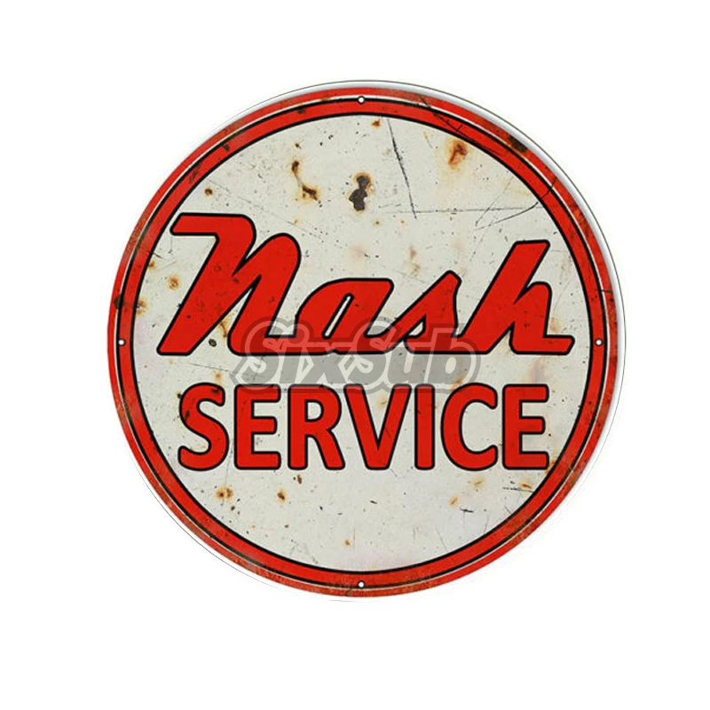 

Format Nash Service Station Sign Round retro car moto stickers decals# 027011