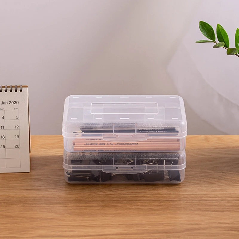 

Plastic Pencil Box,Large Capacity Pencil Box with Snap-Tight Lid for School Kids,Stackable Design and Stylish,2 Pack
