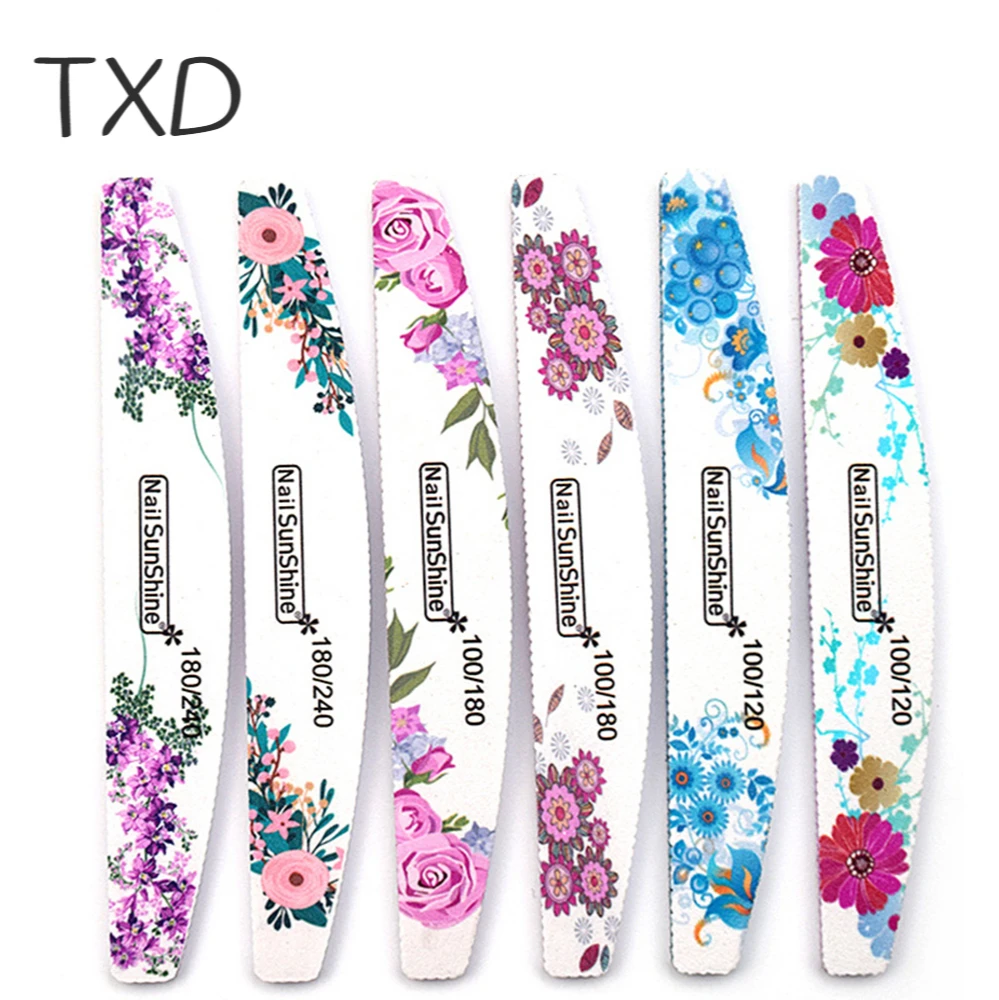 

TXD 5/10/30 pcs Manicure Printing Nail File Multiple Pieces 100/120 100/180 180/240 Professional Nail Tools