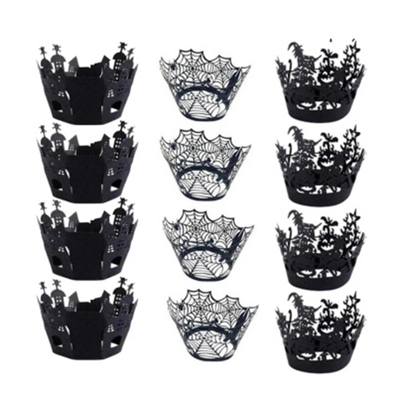 12 шт./компл. Хэллоуин пустой бумажный стаканчик паутина Тыква ужас замок торт