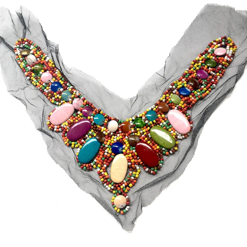 1 шт. разноцветный вышитый кружевной воротник из тяжелых камней для рукоделия