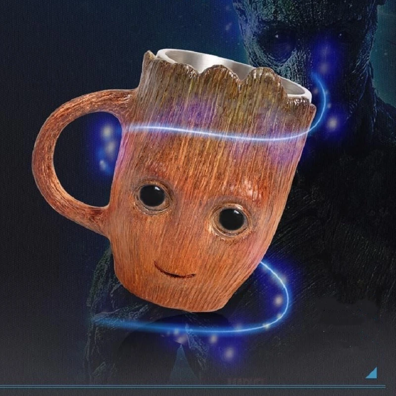 Кофейная чашка Groot, подарки, чашка из нержавеющей стали, креативная мультяшная пивная кружка, Детская Милая модельная чашка