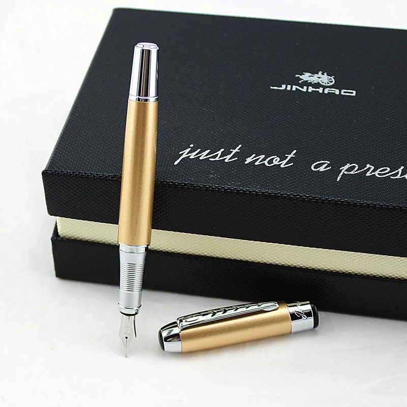 Jinhao 250 Smooth champagne and Silver Clip 0.5mm /1.0mm Calligraphy Pen High Quality Metal Fountain Christmas Gift Pens | Канцтовары