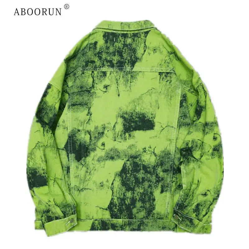 Джинсовая куртка мужская с принтом тай-дай в стиле хип-хоп уличный