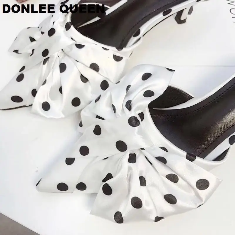 2020 весенние тапочки женские босоножки в горошек модная женская обувь с бантом