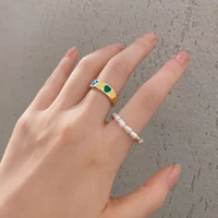 fashion white rice beads 3 piece index finger ring dripping love alloy ring for women luxury jewelry couple wedding rings