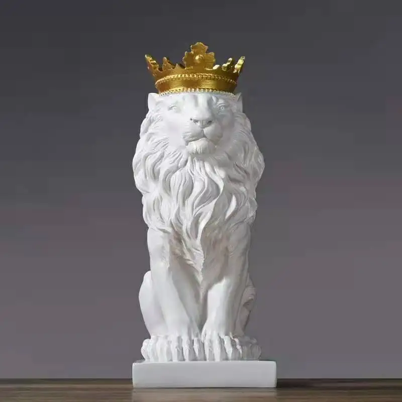 

3 Colors Abstract Resin Lion Sculpture Crown Lion Statue Handicraft Decorations Lion King Modle Home Decoration Accessories