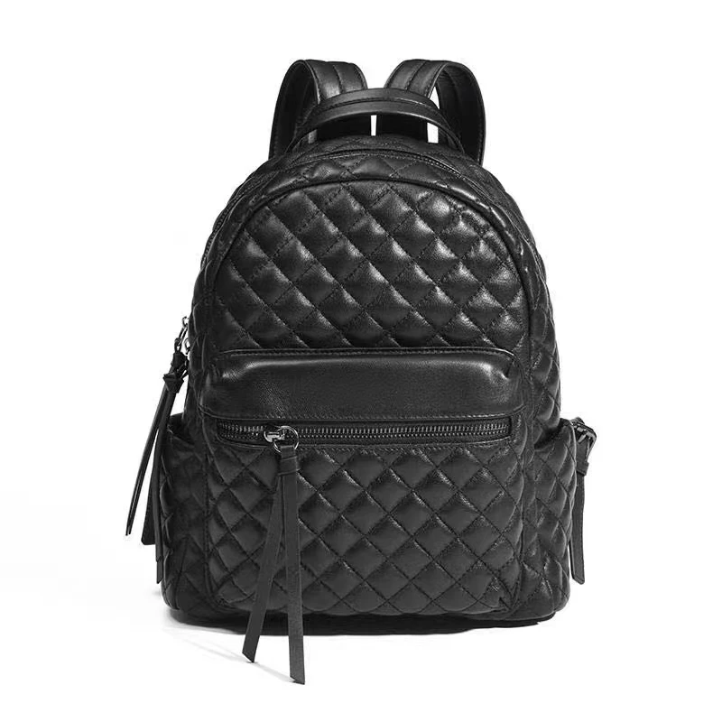 

Vintage classic diamond lattice women backpacks thread both shoulder bags sheepskin female fashion travel bag free shipping