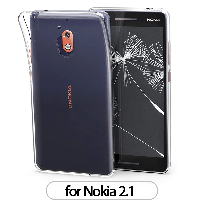 Мягкий чехол TPU для Nokia 2.1 Ультратонкий прозрачный силиконовый защитный кристальный задний крышка Caso Full Body Capa Coque on.