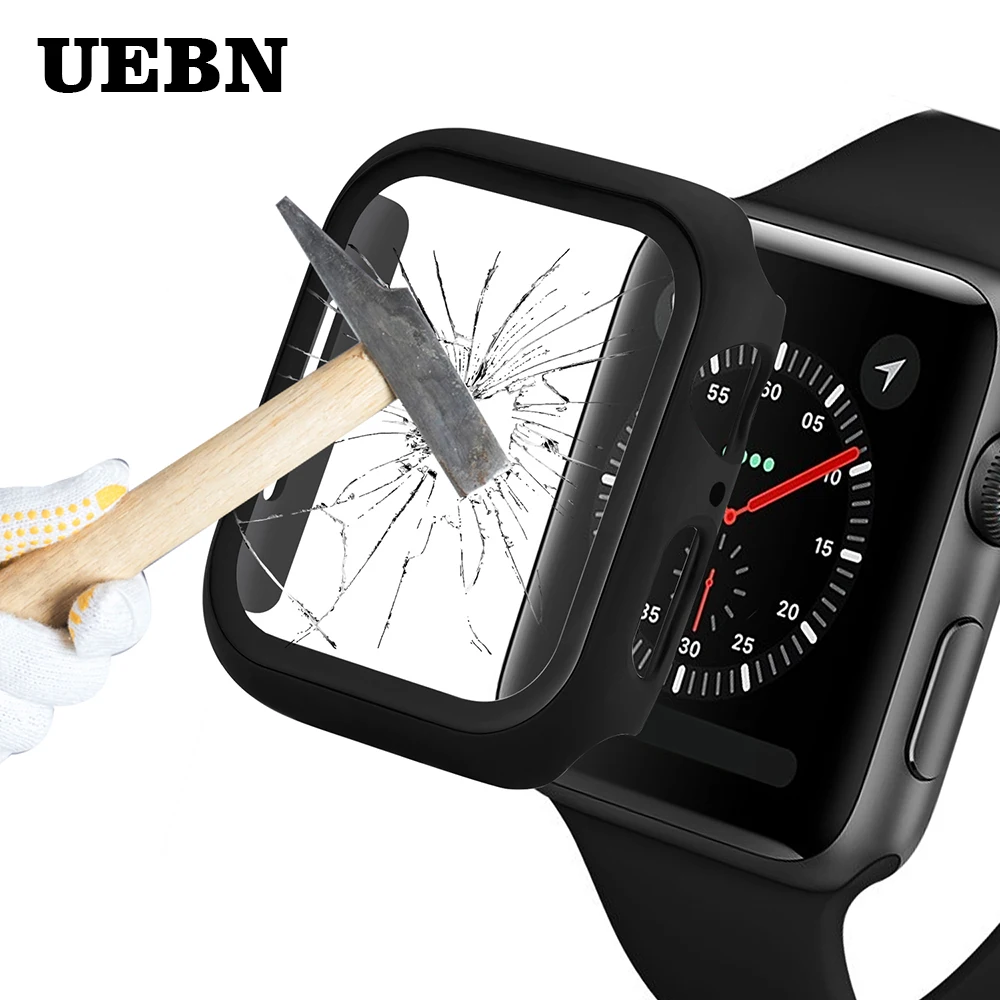 

UEBN For Apple Watch 38 42mm Series 4 3 2 1 Glass Full Cover 3D Curved Edge Screen Protector Film For iWatch 40 44mm Tempered