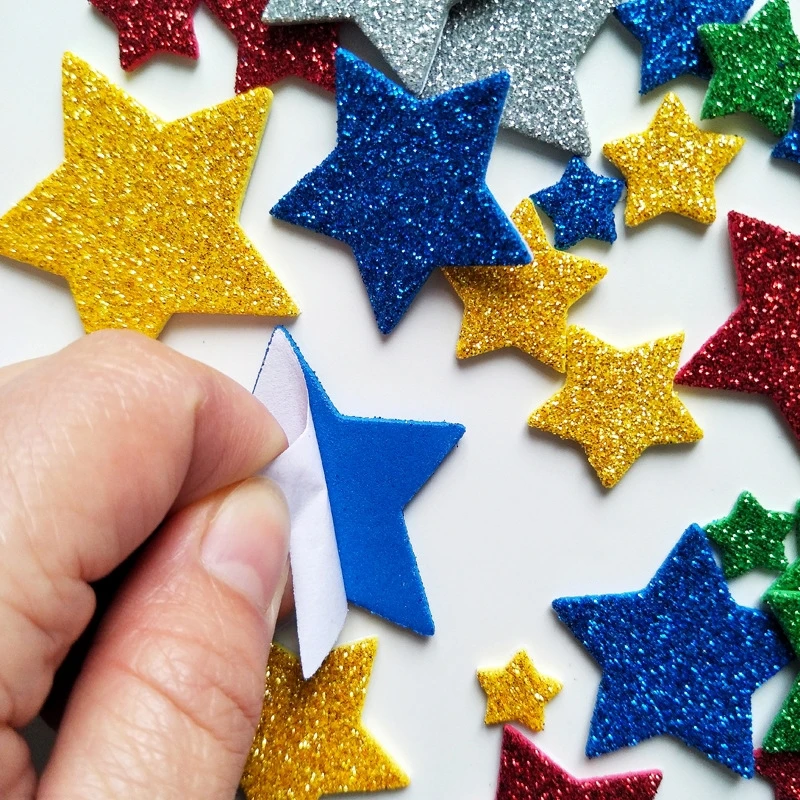 Pegatinas de goma EVA autoadhesivas con purpurina para ni&ntilde;os, decoraci&oacute;n para fiesta de graduaci&oacute;n, cumplea&ntilde;os, juguetes educativos DIY, 45 Uds.-2