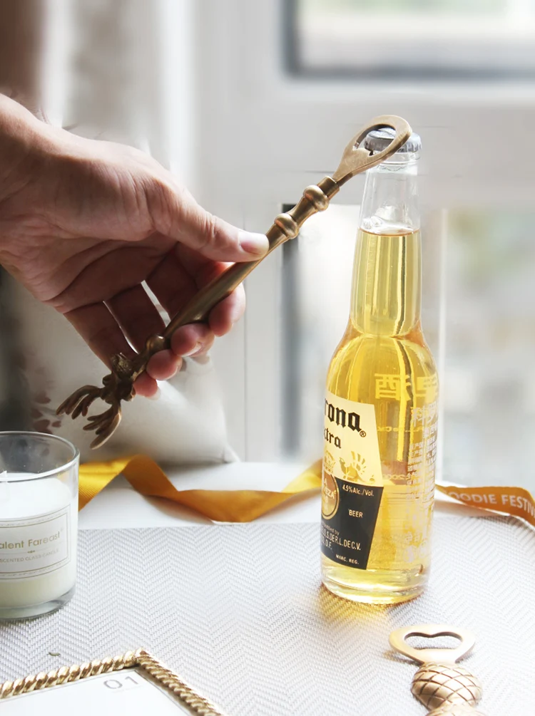 

Metal Nordic Opener Beer Creative Copper Modern Gadgets Bar Accessories Opener Multifunctional Tire Bouchon Kitchen Tools DG50O