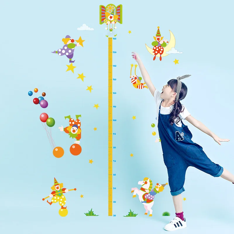 

Clown height stick cartoon cartoon cartoon wall sticker children's room kindergarten wall decoration painting wall sticker