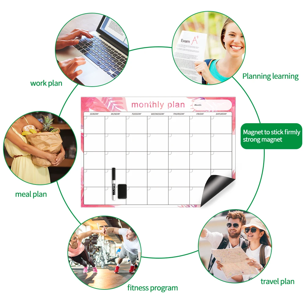 Магнитный календарь белая доска для холодильника наклейка 42x30 см ежемесячный и