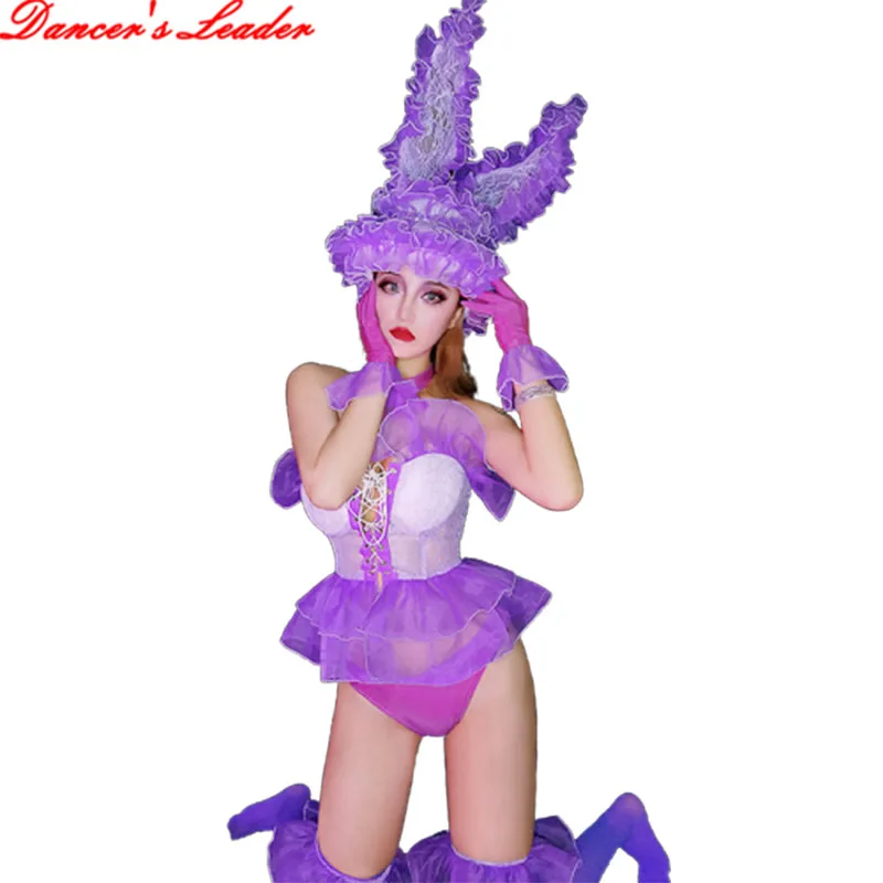

New !Stage Costumes For Singers Jumpsuit Ds Costume Nightclub Dj Sweet Lace Fashion Suit Stage Outfit Sexy Clothing 5 Piece