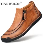 Ботинки мужские из натуральной кожи, ботильоны ручной работы, удобная повседневная обувь в британском стиле, мокасины
