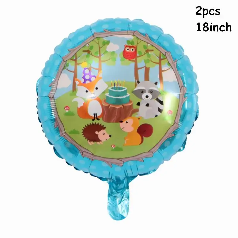 2pcs 18inch Вечерние шары в стиле сафари в джунглях, латексные шары в виде животных, воздушные гелиевые шары с цифрами, декор для детского дня рождения - Цвет: 2pcs 18inch