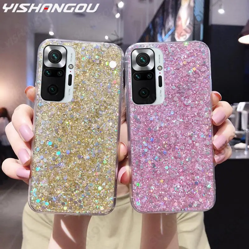 Роскошный блестящий Ударопрочный силиконовый чехол с блестками для Xiaomi Redmi Note 11 10