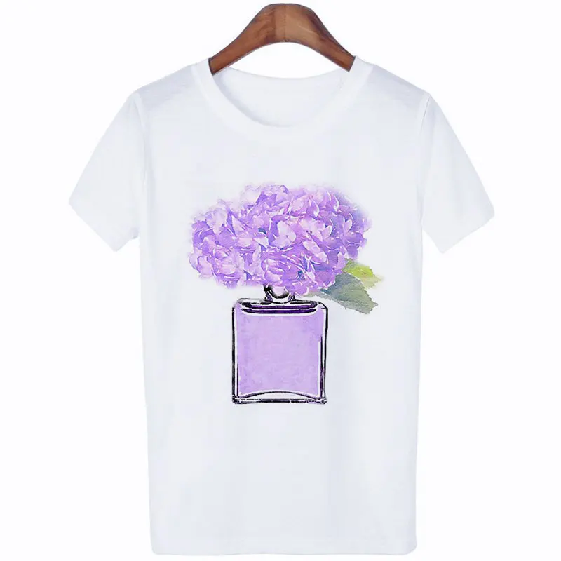 

Vogue Aesthetic Harajuku Perfume T Shirt Leisure O-neck Tshirt Top Women Clothes 2019 Summer Fashion Thin Section Female T-shirt