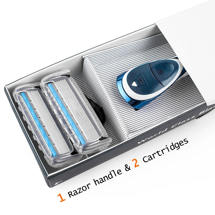 QSHAVE Blue Series 5-Слои США лезвия ручной бритвы Для мужчин бритва с 2 шт. X5 лезвие QSHAVE Name Engraved Услуги при условии