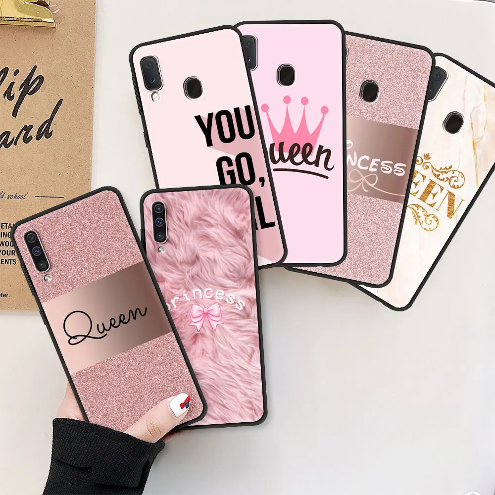 

Mobile Protective Case For Samsung Galaxy A50 A70 A30 M52 A52s 5G Black Coque M31 A10 M30s Phone Cover Rose Pink Princess Queen