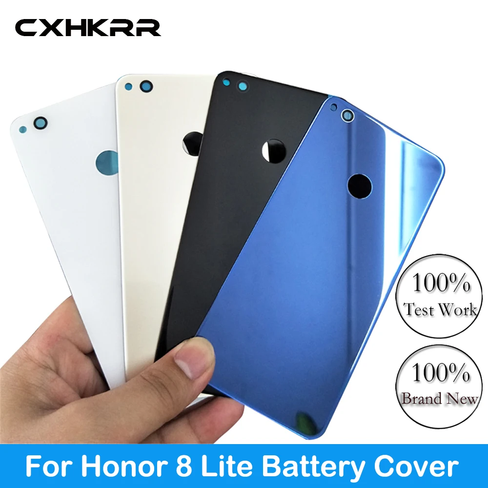 

For HUAWEI Honor 8 Lite Back Battery Cover 3D Glass Case Honor 8 Lite Rear Door Housing Glass Panel Replacement Parts with Logo