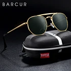 Солнцезащитные очки мужские и женские BARCUR, квадратные поляризационные очки с шестиугольными линзами