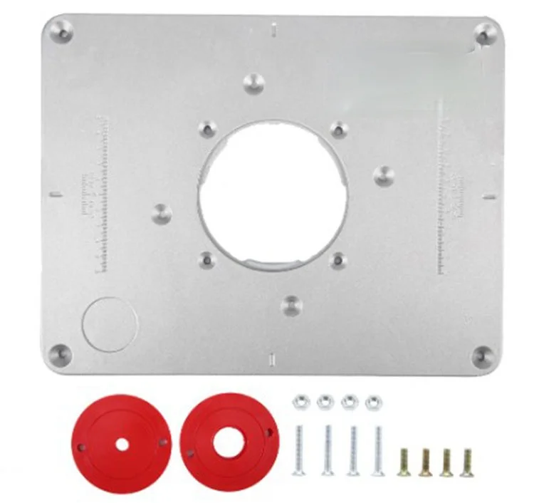 

Router Table Plate 700C Aluminum Router Table Insert Plate + 4 Rings Screws for Woodworking Benches, 235mm x 120mm x 8mm 9.3inch