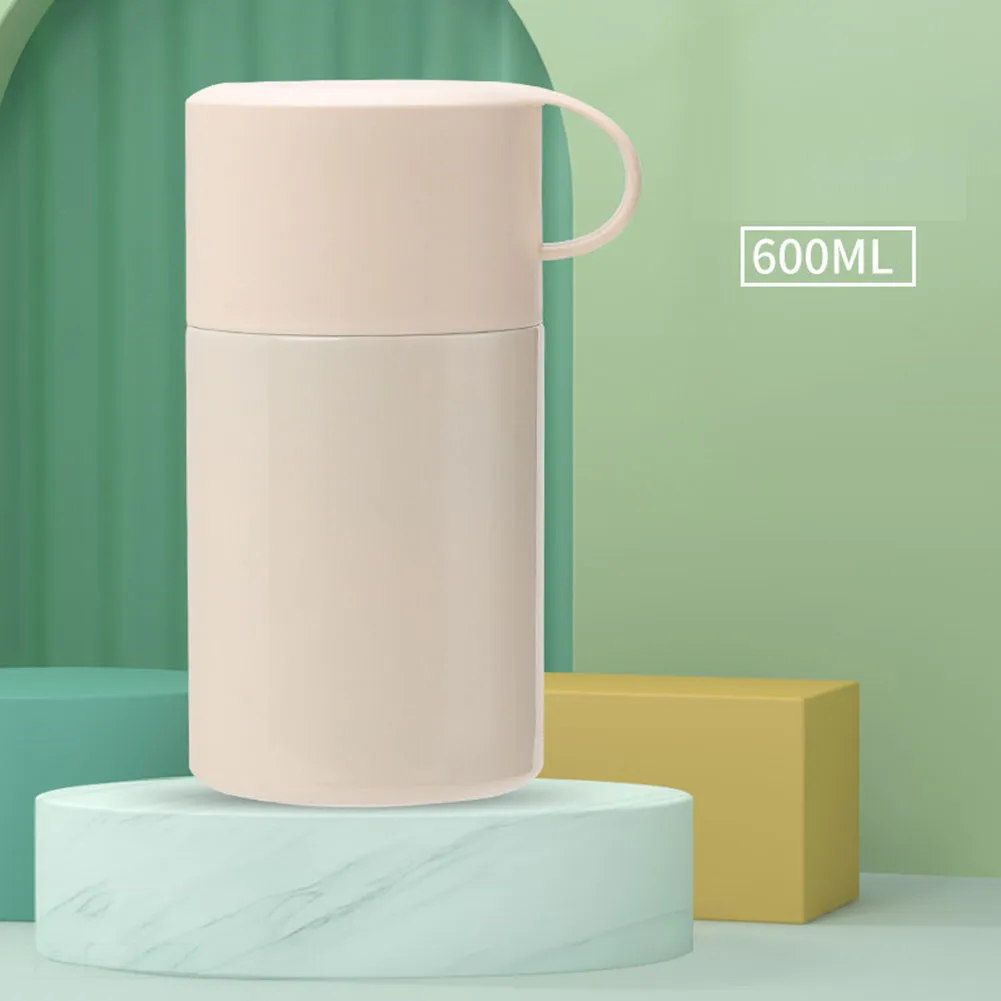 

600ml Insulated Food Flask Stainless Steel Thermal Flask With Folding Spoon Vacuum Flasks Leakproof Flasks Thermal Food Jar