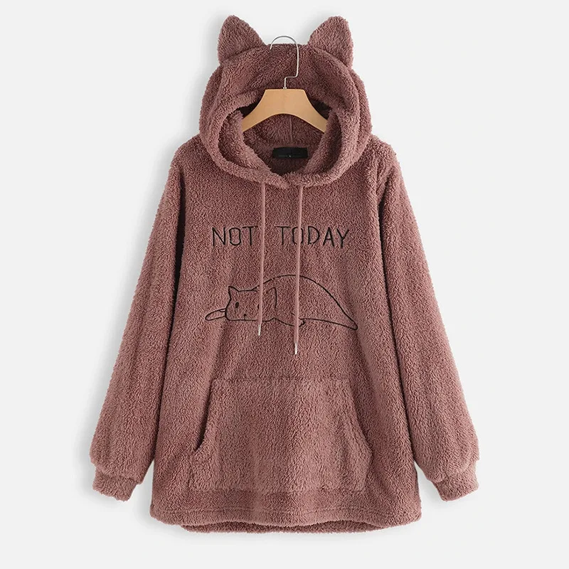 

Cartoon Women's Hoodie Autumn Winter Fleece Ladies Casual Sweatshirt Hooded Long Sleeve Kangaroo Pockets Female Warm Tops