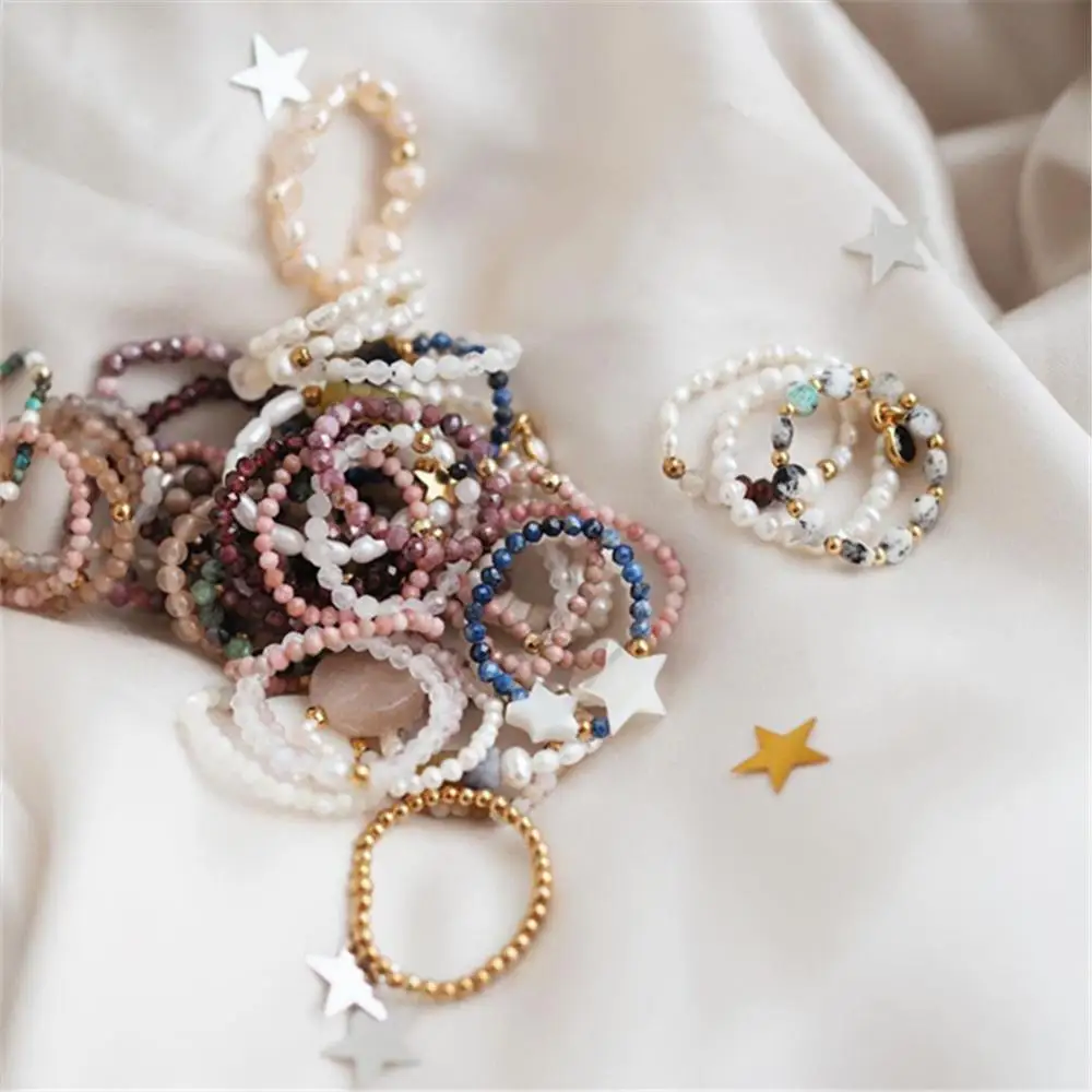 Богемные кольца ручной работы из натурального камня для женщин с бусинами