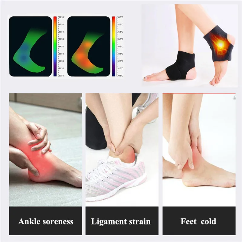 

1 Pair Brace Guard Spontaneous Magnetic Therapy Self-heating Adjustable Ankle Ankle Support Protector Brace Wrap Health Care