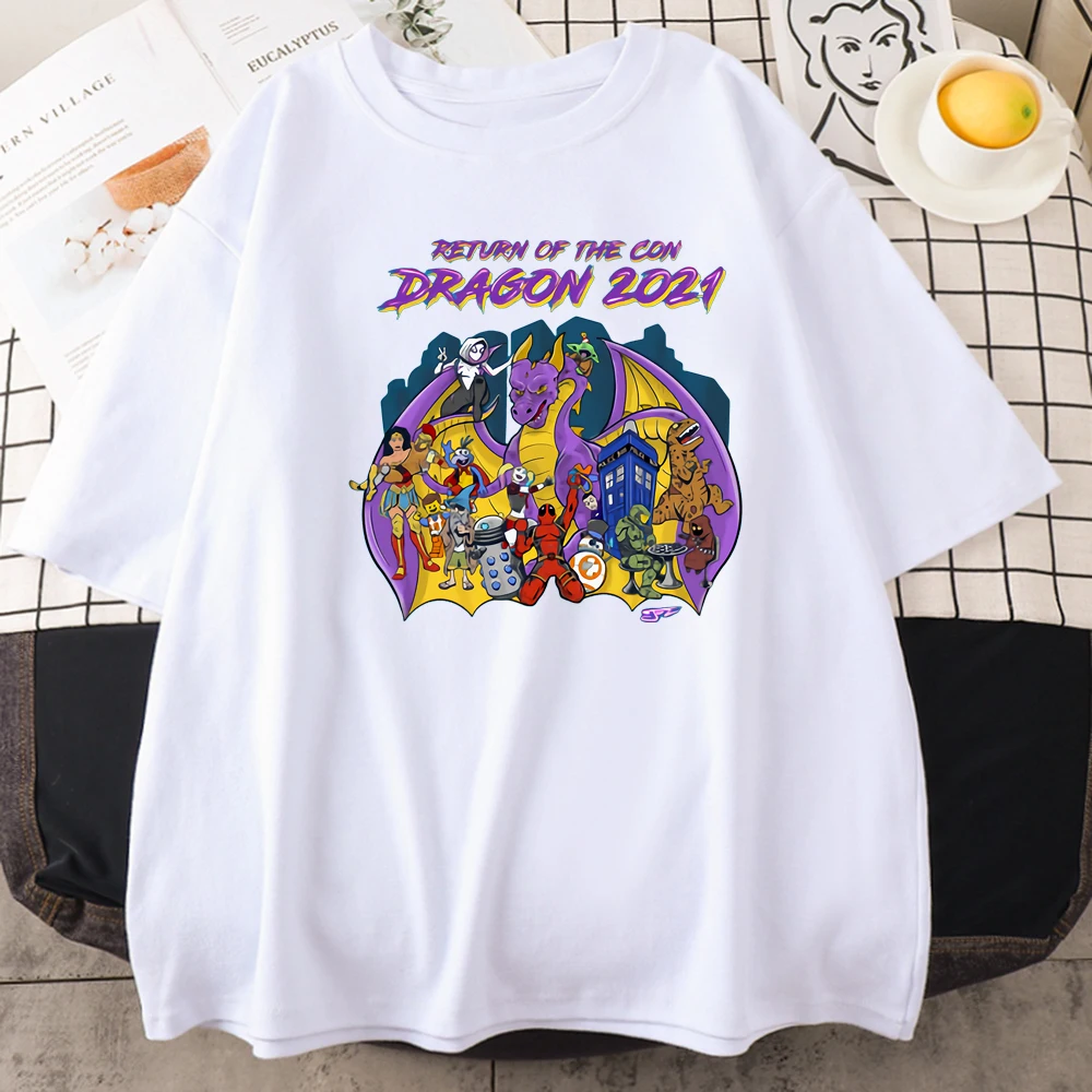 

Unofficial DragonCon 2021 Prints Woman Tshirts Retro Sport Short Sleeve Brand Simplicity Streetwear Neck Harajuku T-shirts Woman