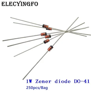 250Pcs/bag Zener Diode 1N4728~1N4748 3.3V~22V DO-41 1W 1N4729 1N4730 1N4731 1N4732 1N4733 1N4734 1N4735 1N4744 1N4746 1N4749