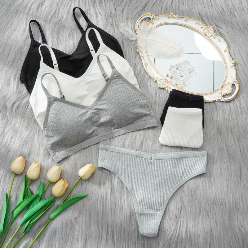 Комплект женского нижнего белья из бюстгальтера и топа 2 шт. | Женская одежда