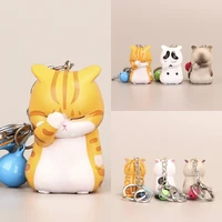 1pc cute shy cat keychains chubby kitten keyring jewelry accessories trinket bag ornament cartoon car keys chains fashion women