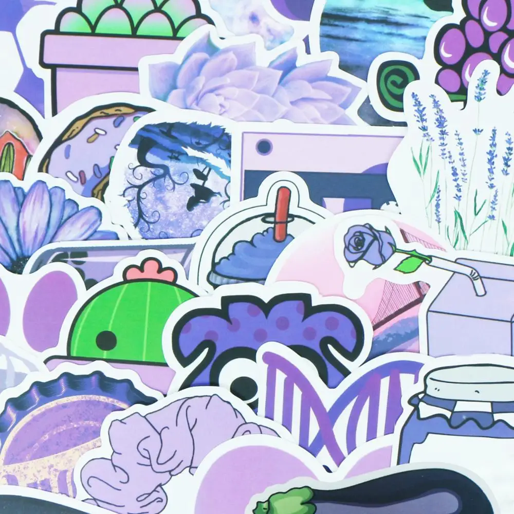 50 ⑤ упак. фиолетовый мультфильм наклейки водонепроницаемые VSCO девушка для