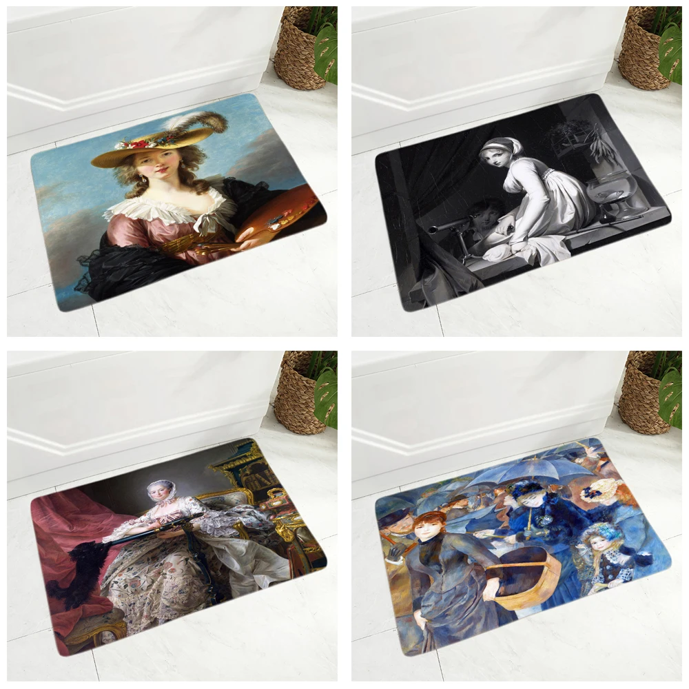 

Europe Vintage Woman Lady Girl Doormat Non-Slip Printed Soft Flannel Carpet Decor Floor Door Mat for Hallway 40x60cm Rug