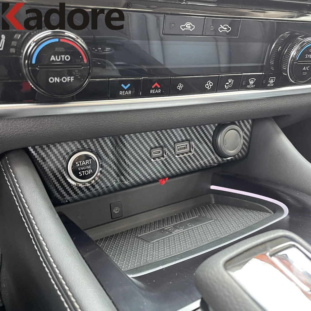 Для Nissan Rogue X-trail 2021 2022 покрытие панели прикуривателя из углеродного волокна